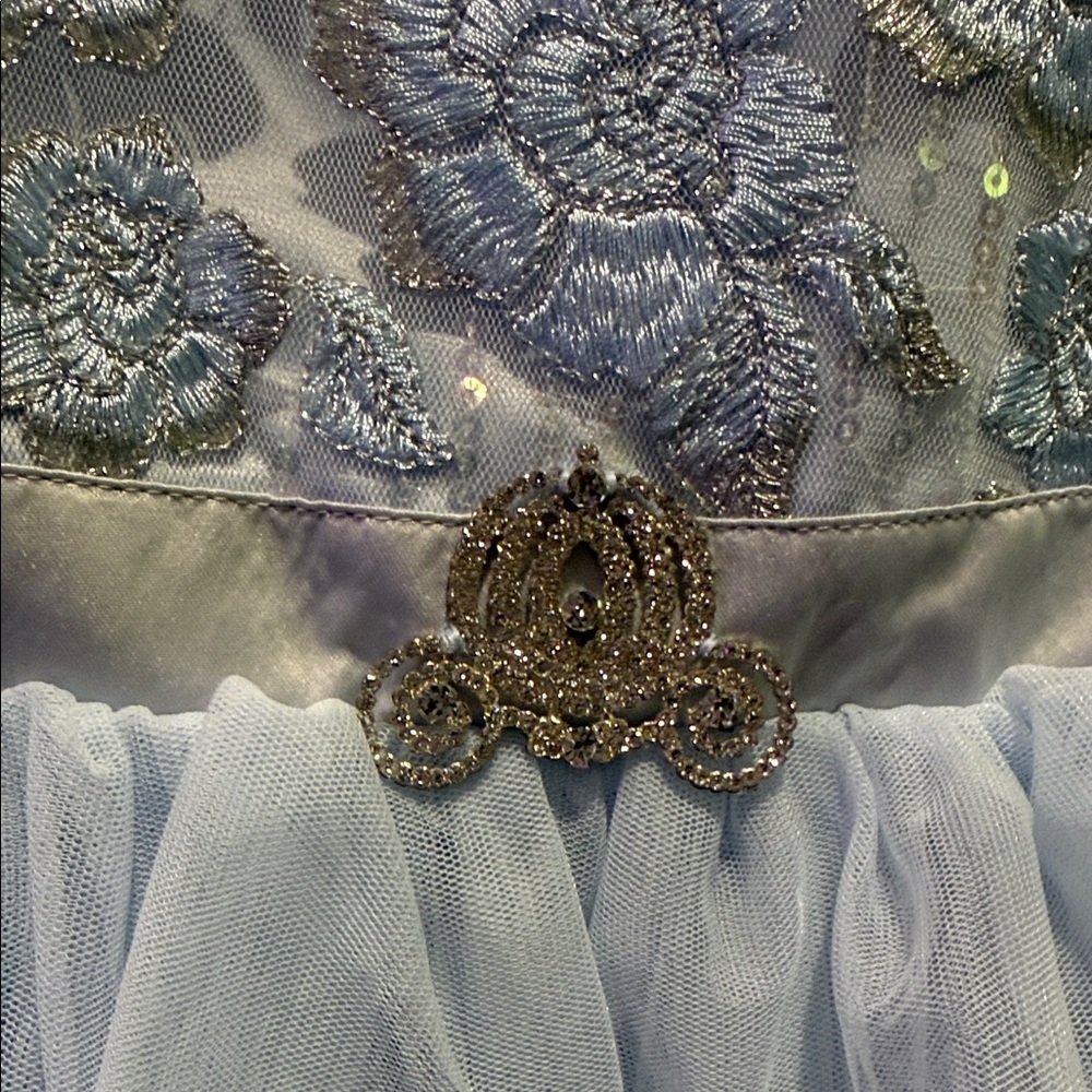 Disney Store Girls Blue Ruffle Tulle Party Dress Size 9/10 Special Occasion - Picture 3 of 7